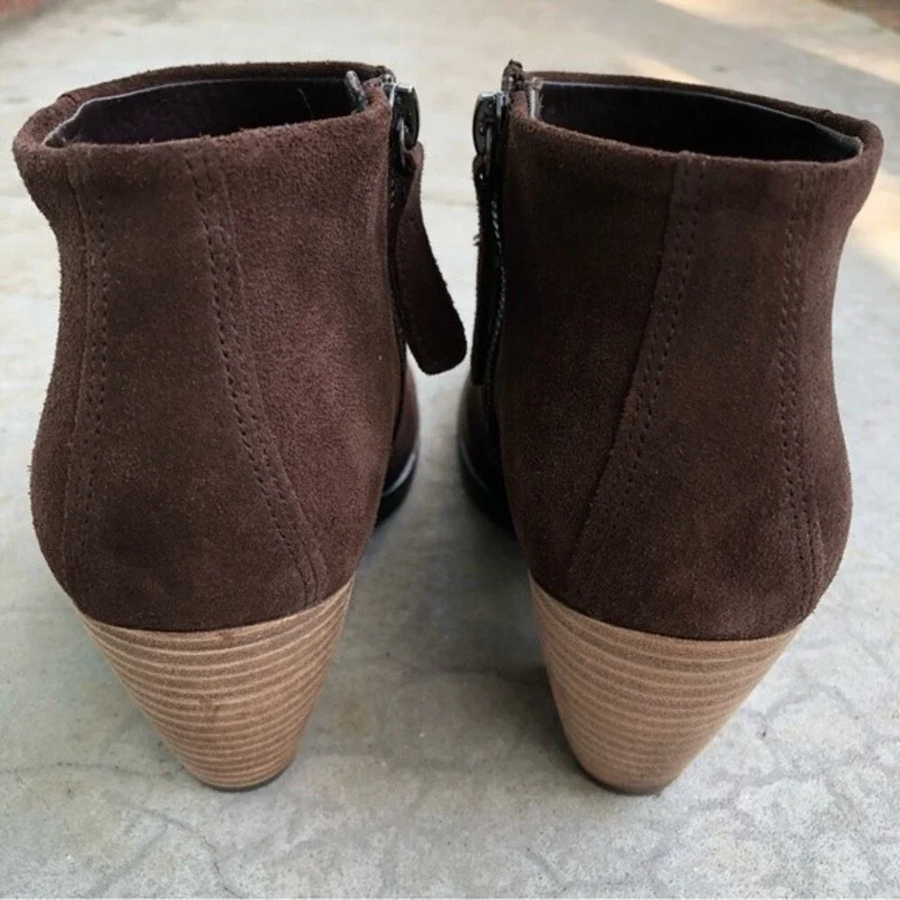 Ecco Brown Suede Ankle Boots Booties Waterproof Hydromax Heeled Euro 38